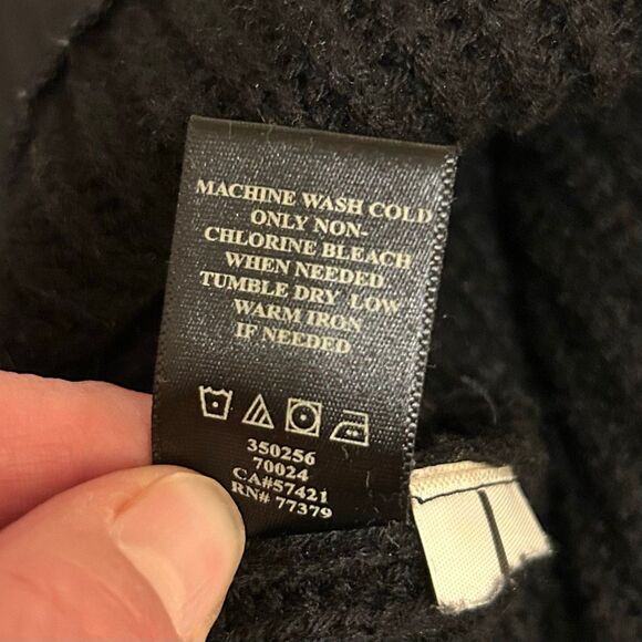 Ann Taylor Black Wool Blend Sweater Short Lace Sleeves Size M Sheer Bottom Hem - Picture 8 of 9